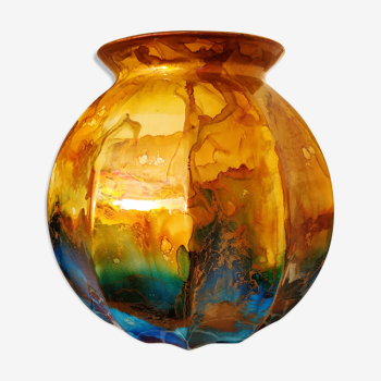 Vase en laque sur verre de Jean Noël Bouillet pièce unique