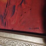 Abstract painting with golden frame