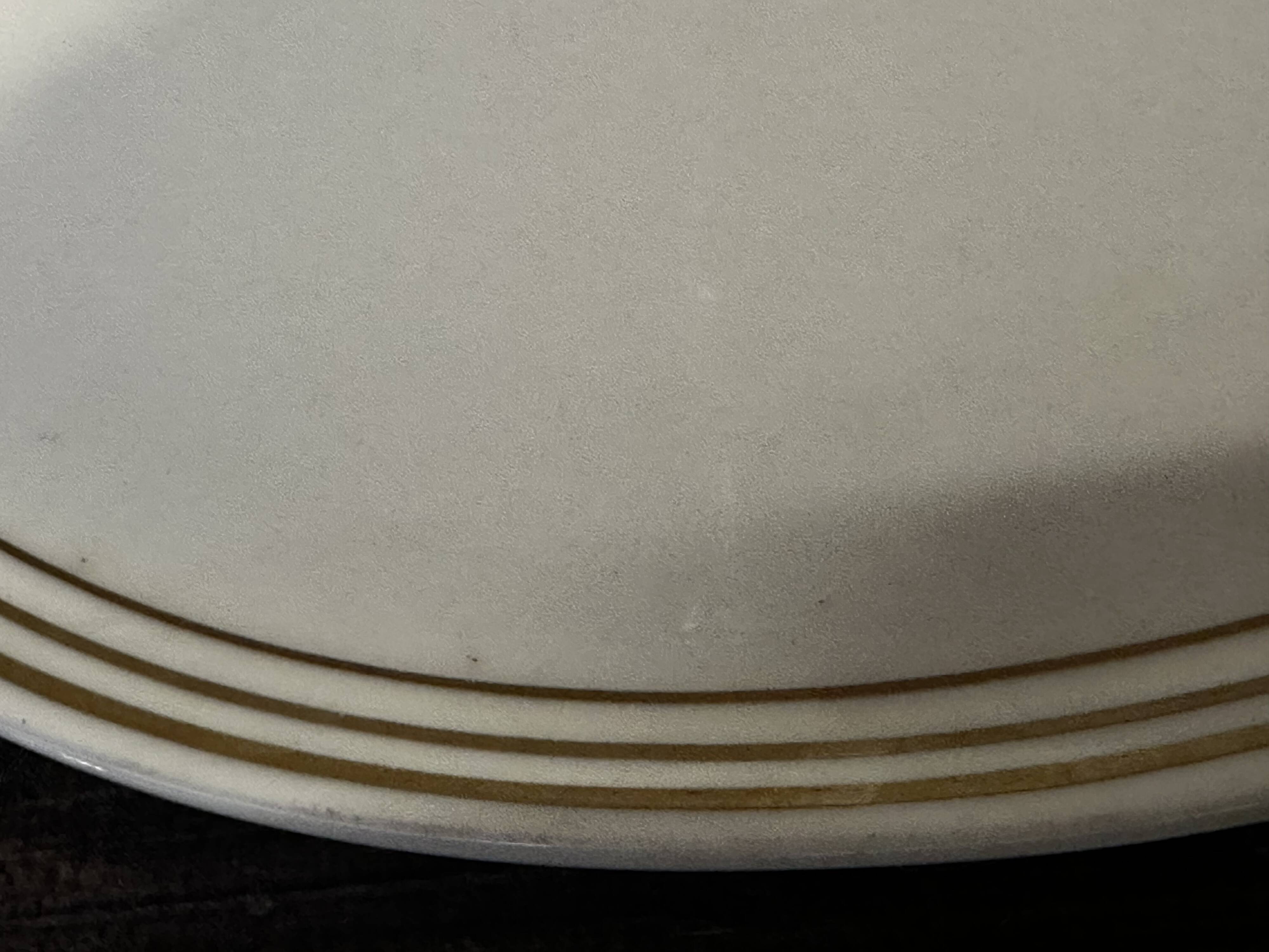 Lanternier & Co Limoges - Art-Deco Round Dish with Gold Trim, Diameter 33 cm