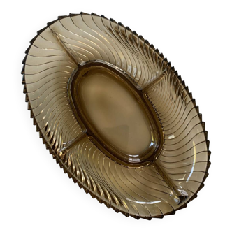 Compartmented smoked glass dish