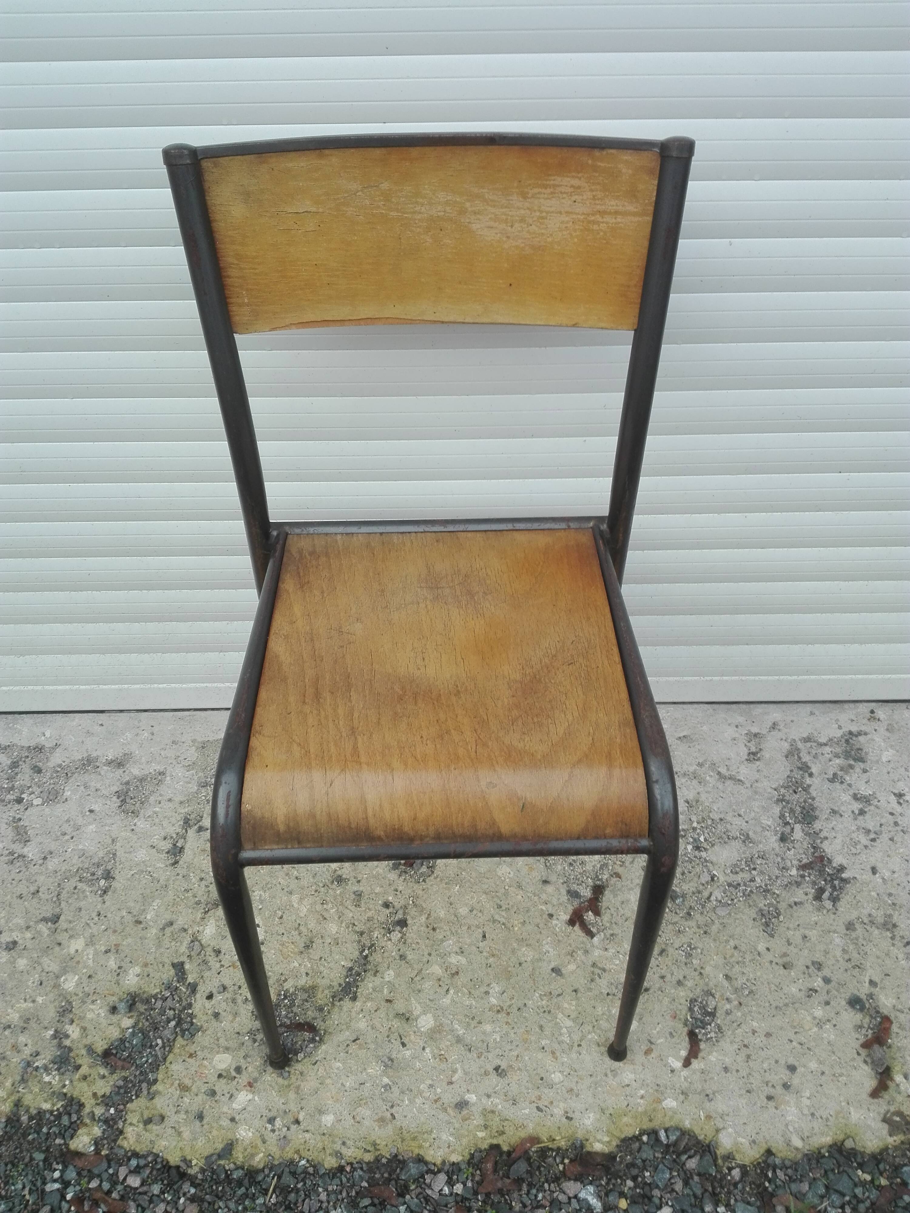 Chaise d'ecole Mullca 510 pied fuseau vintage