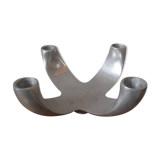 candle holder candlestick candelabra in aluminum silver metal Scandinavian decorative object