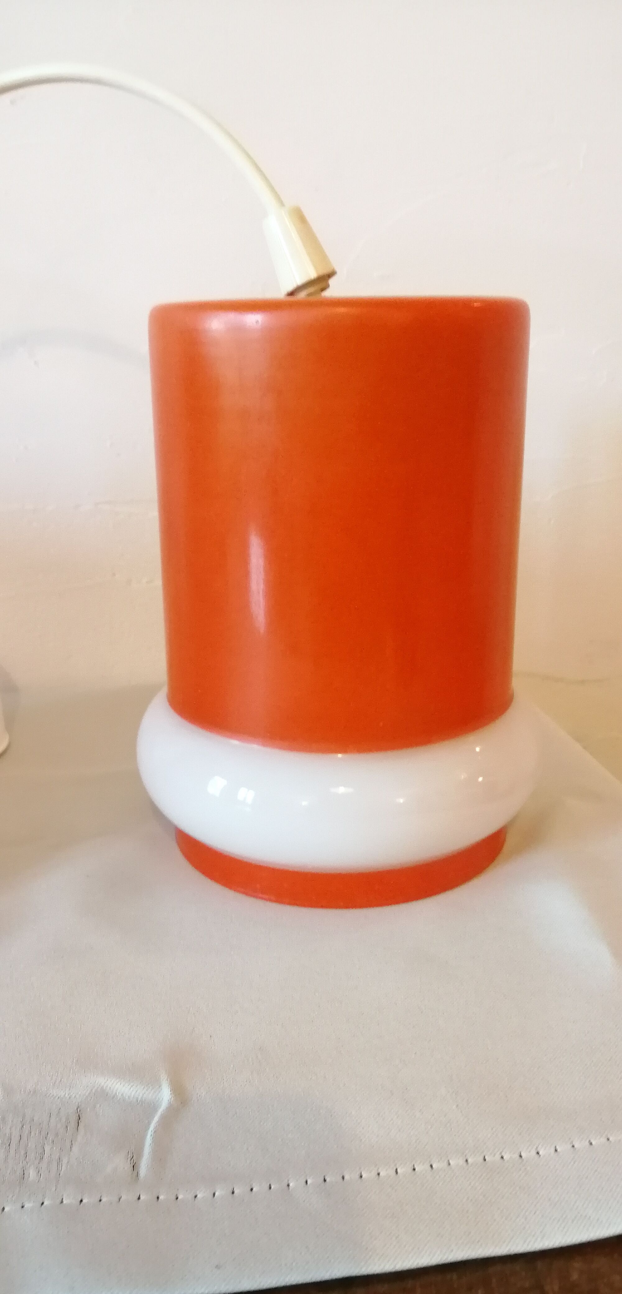 Set de 3 suspensions en opaline orange vintage