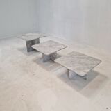 Set of 3 italian marble coffee or side tables, 1970s