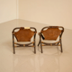 Pair of bamboo and leather armchairs by Rohe Noordwolde 60's
