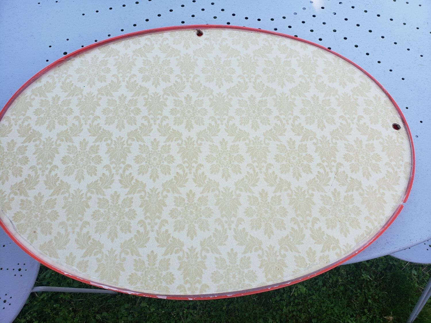 Orange oval mirror 1970 seventie