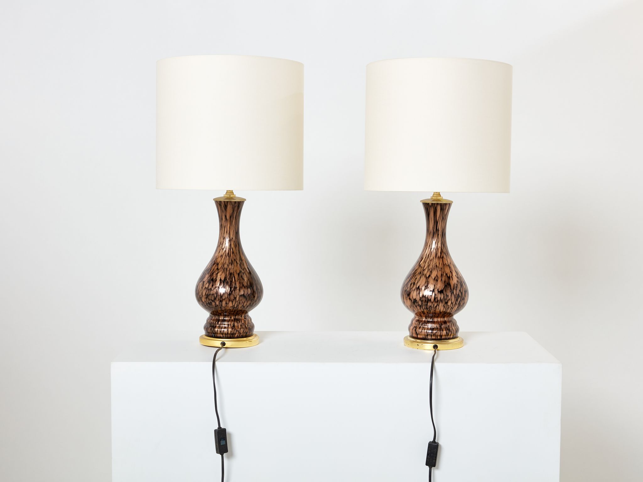 Pair of glass lamps Murano by Vincenzo Nason 1960