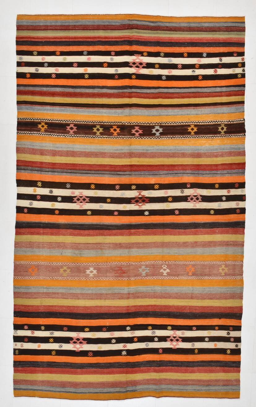 6x11 Multicolor Wool Kilim Rug, 190x322Cm