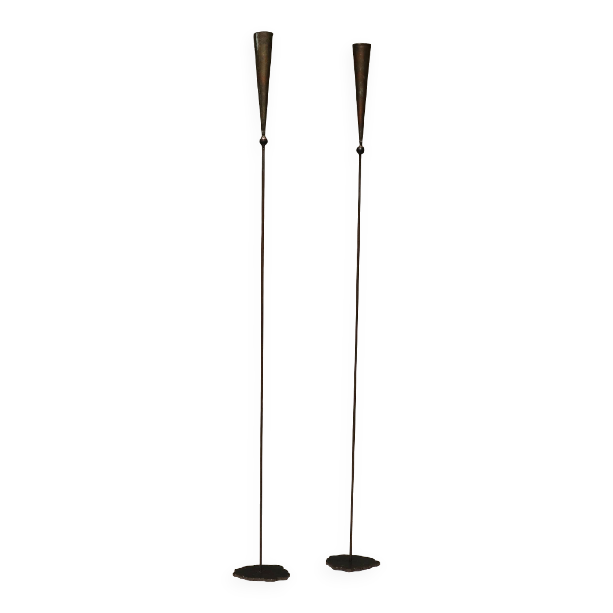 Brutalist Copper and Brass Candle Holders by Pieter Spruyt 1980s