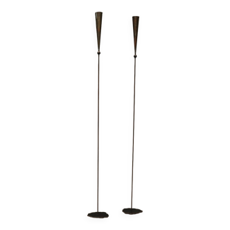Brutalist Copper and Brass Candle Holders by Pieter Spruyt 1980s