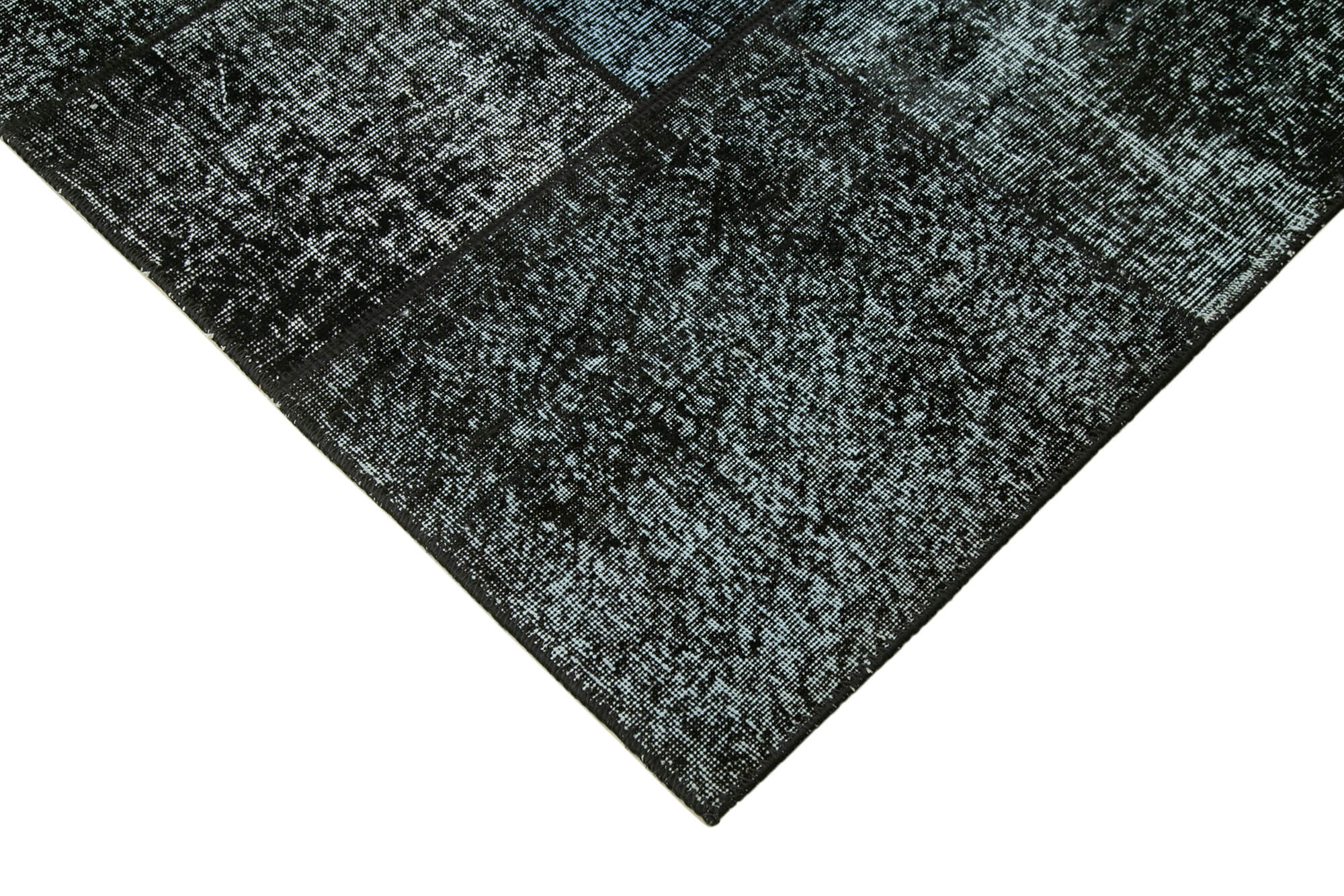 Hand-knotted oriental overdyed 171 cm x 240 cm black patchwork carpet