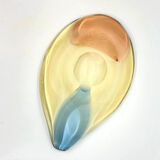 Organic modern glass platter designed by H. Machovska Mstišov Moser Karlovarske Sklo Cechoslovakia