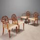 Antique cherry wood and fabric armchairs, United Kingdom, 20th century
