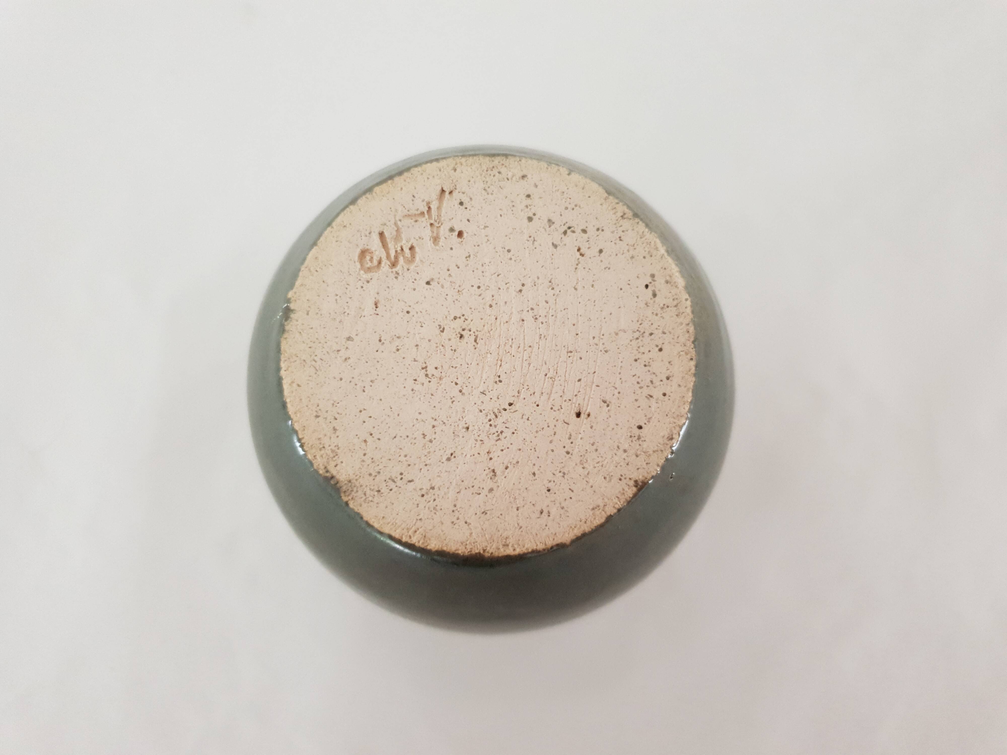 Ovoid soliflore vase in glazed ceramic Signed (Signature to be identified)