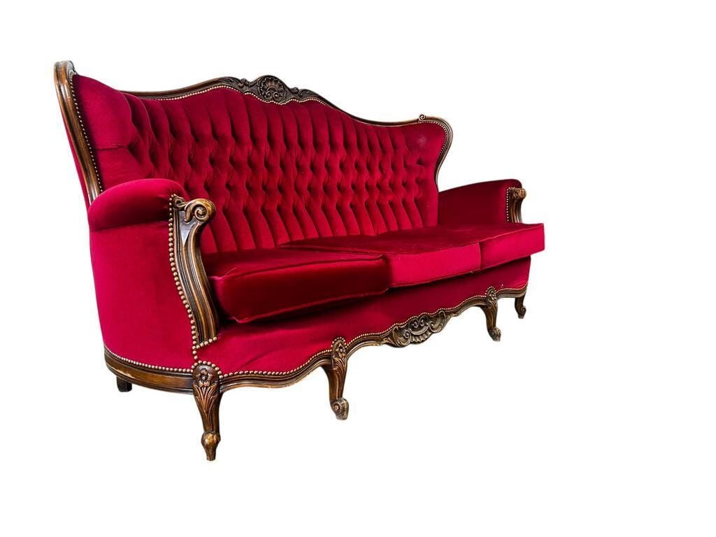 Vintage fuchsia baroque canapé / three-seater / sofa