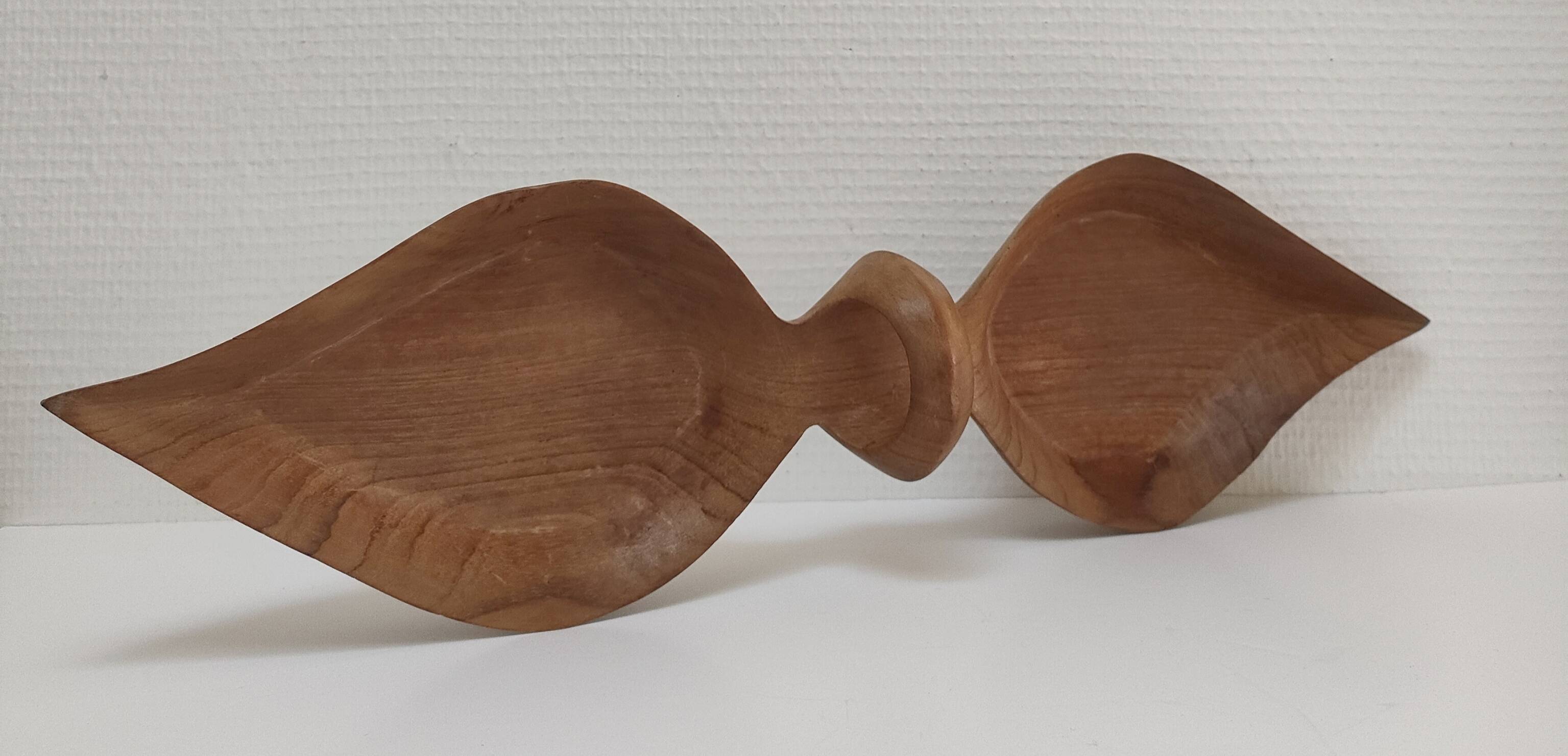 Vintage sculptural wooden pocket tray