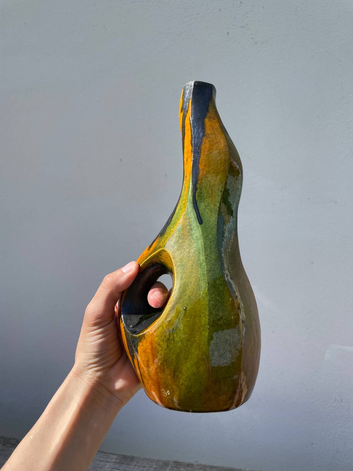 Vintage ceramic vase with drips