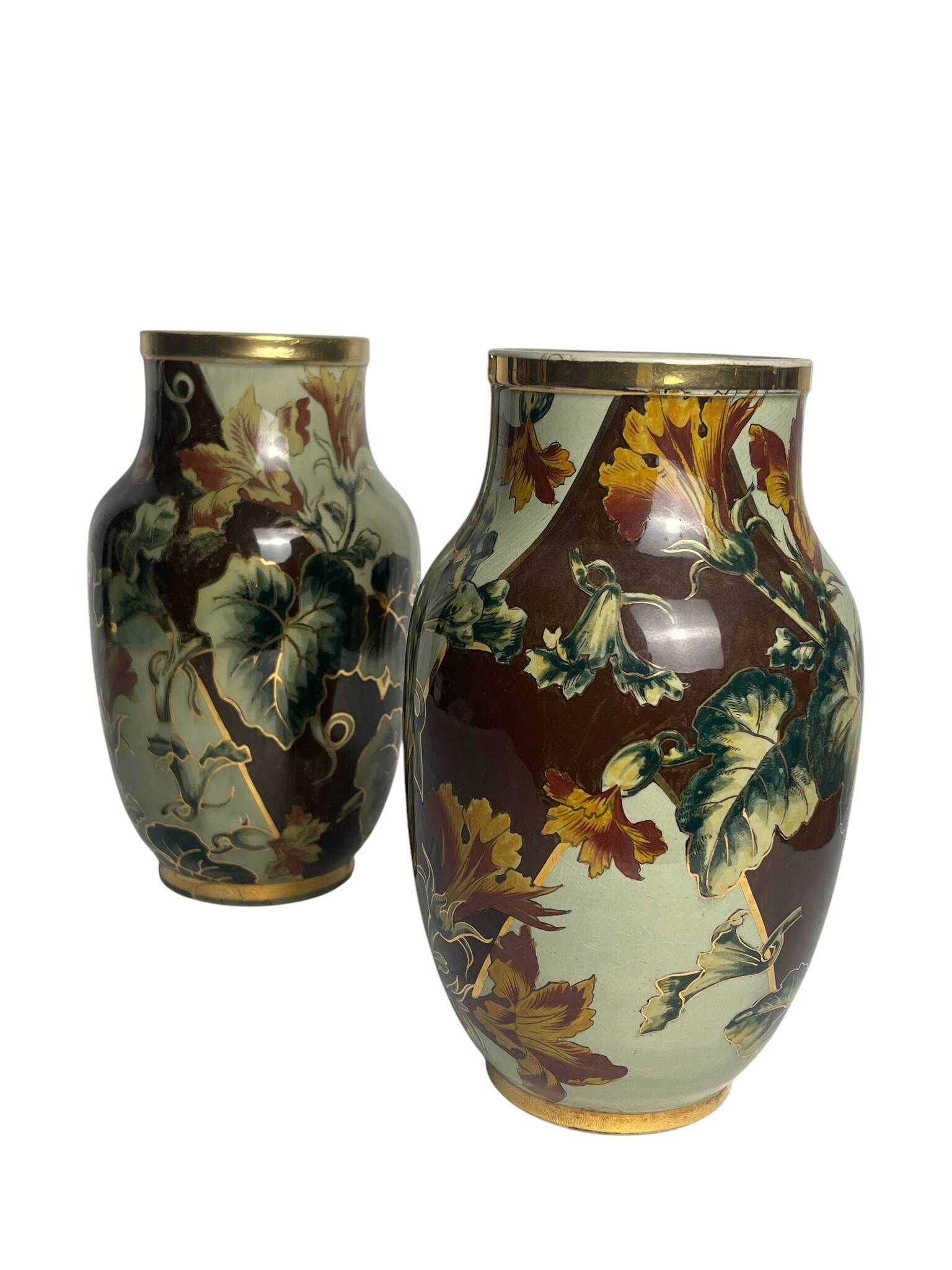 Art Deco, pair of Lunéville earthenware vases circa 1930