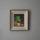 Tableau peinture nature morte cadre ancien décoration campagne signé huile panneau de bois déjeuner