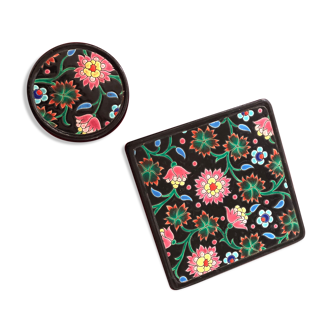 Underside and bottle made of Longwy enamels