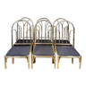 Série de 6 chaises de style bambou en laiton argenté, vintage 70"