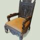 Indian throne chair in carved red wood - Buddhist / Hindu.