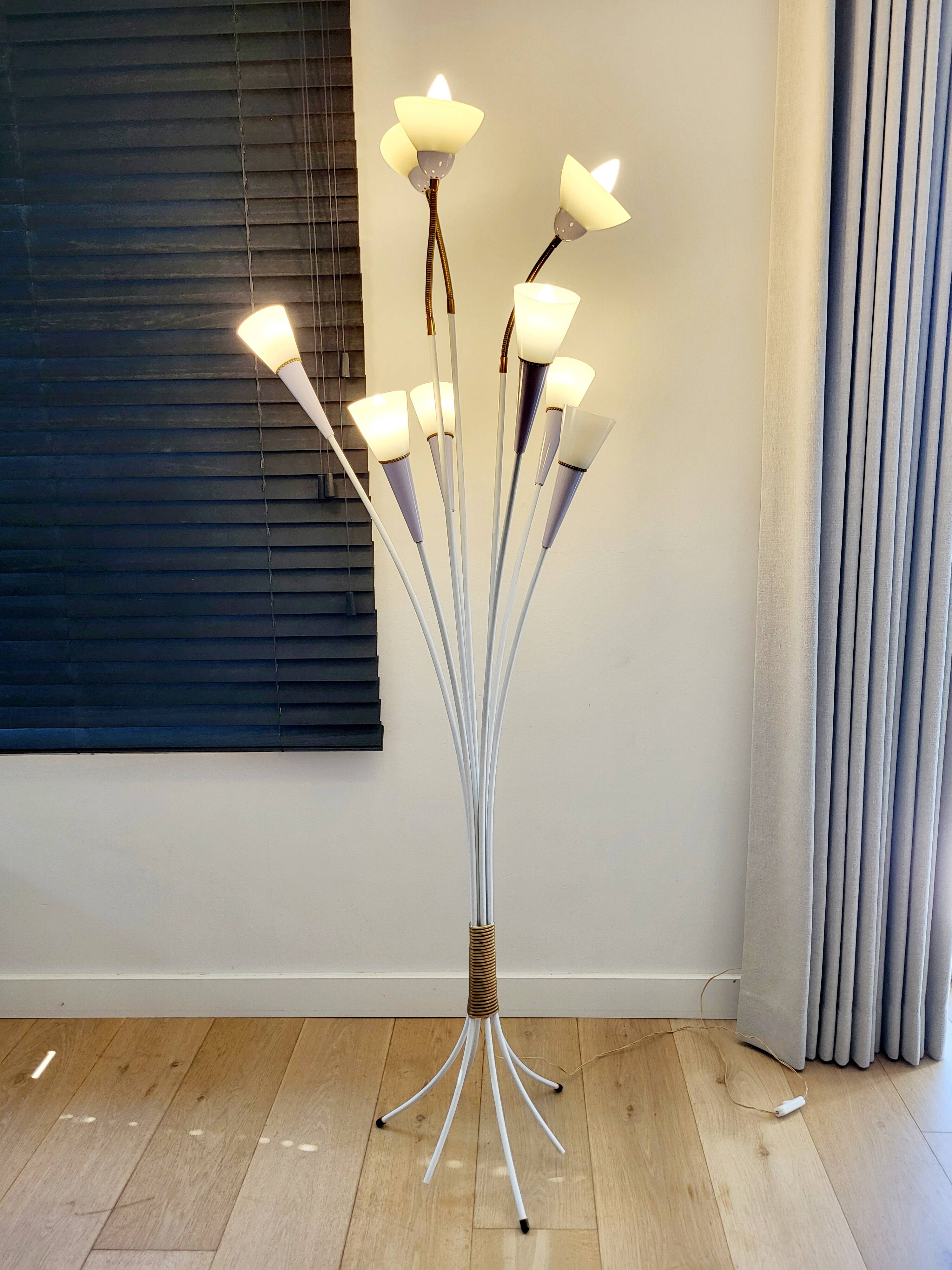 Vintage Spriet vloerlamp met 9 Lichtpunten 1950-1960