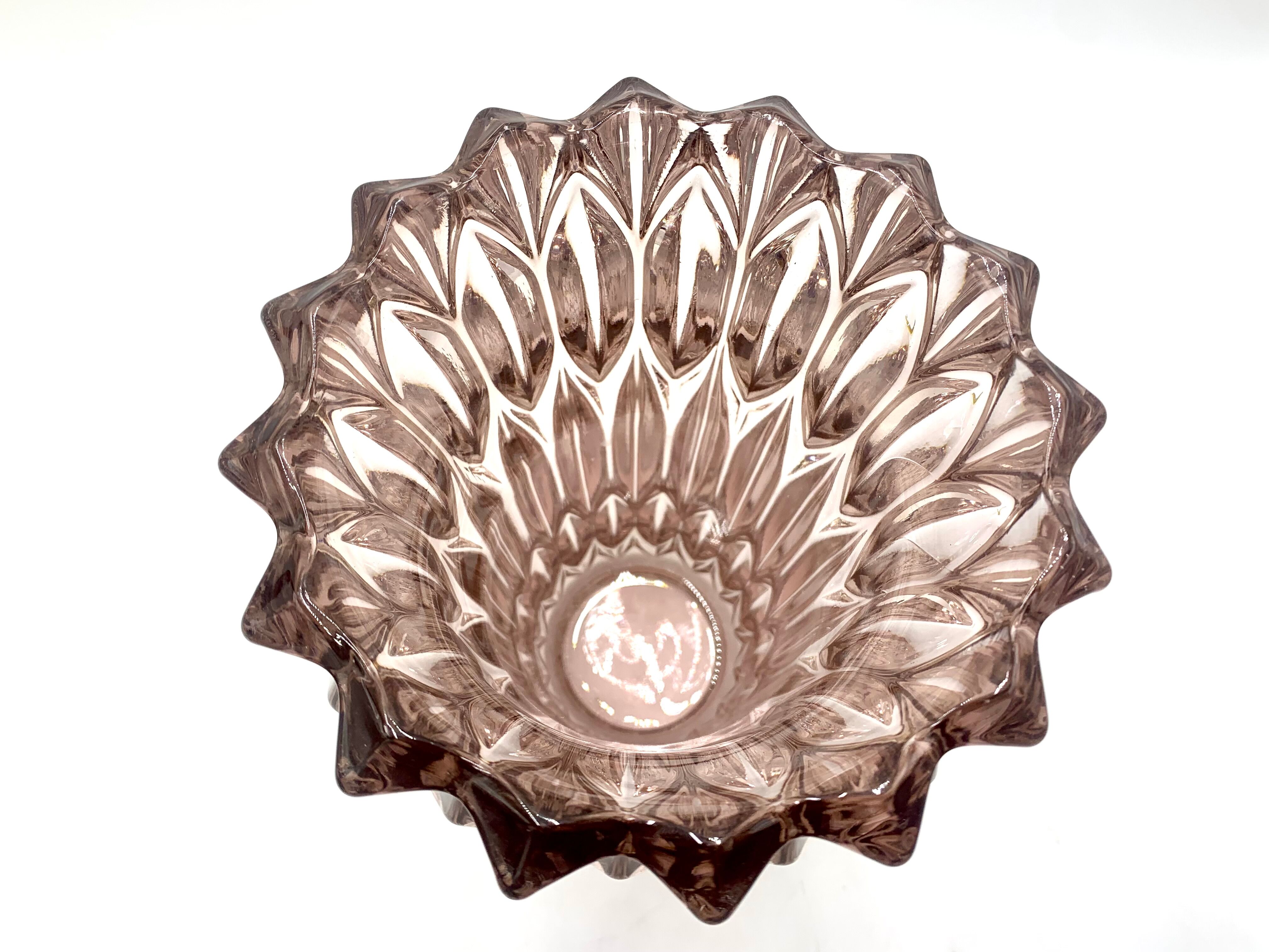 Pink crystal vase, Czech Republic, 1950s