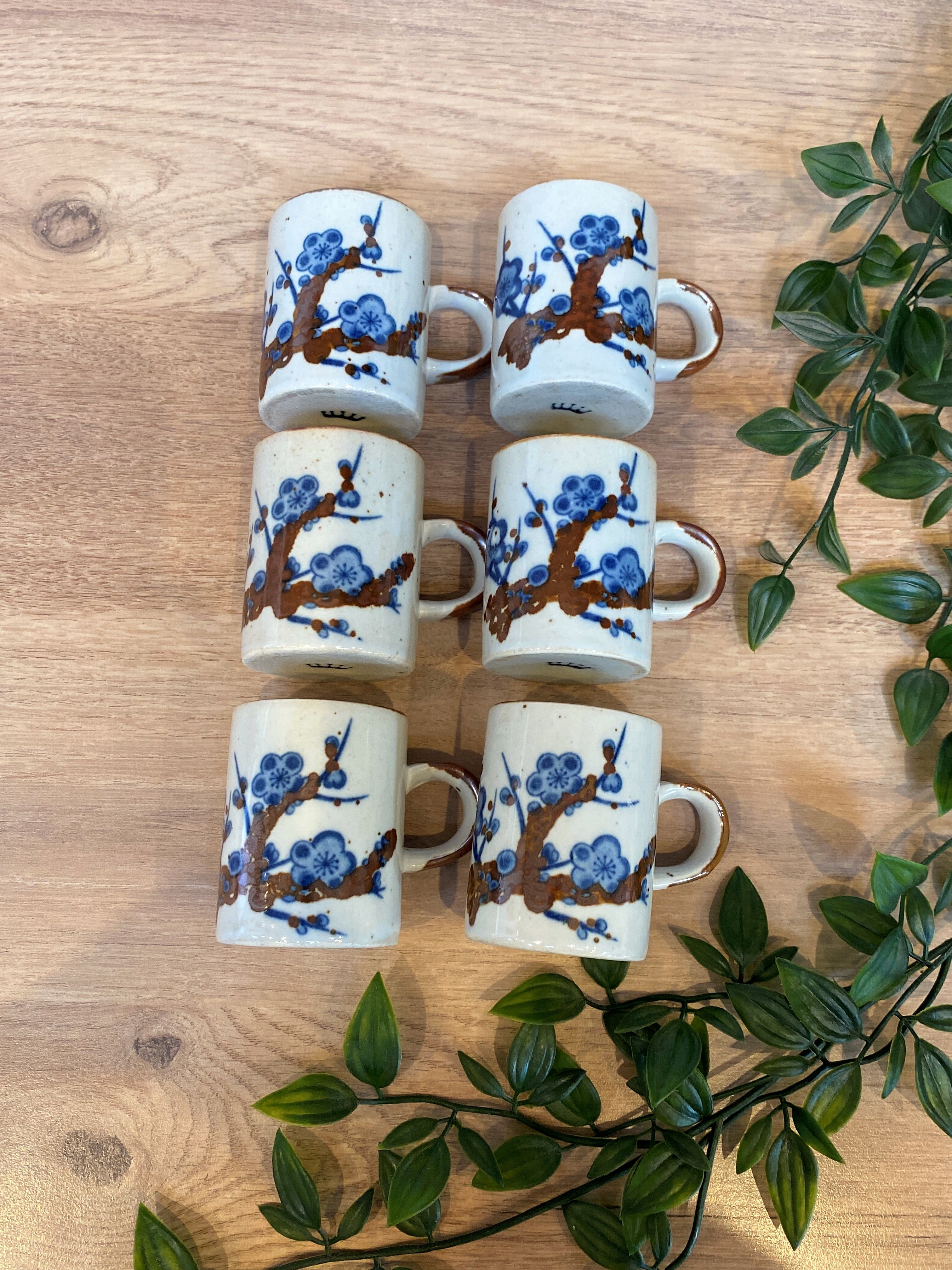 Set of 6 stoneware coffee cups