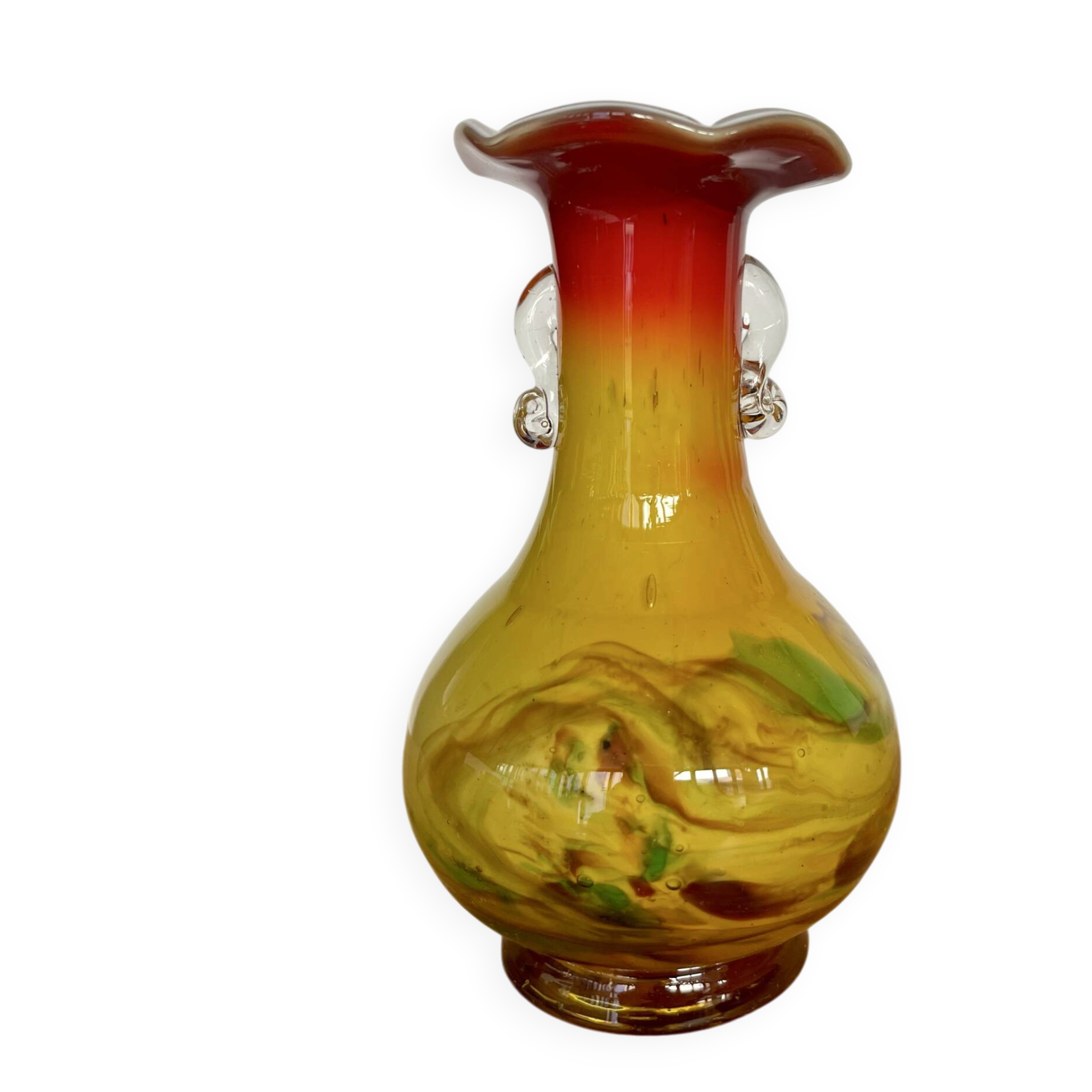Small artisanal vase, blown glass, multicoloured.