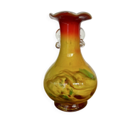 Vase artisanal en verre soufflé chamarré