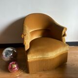 Vintage golden yellow toad armchair