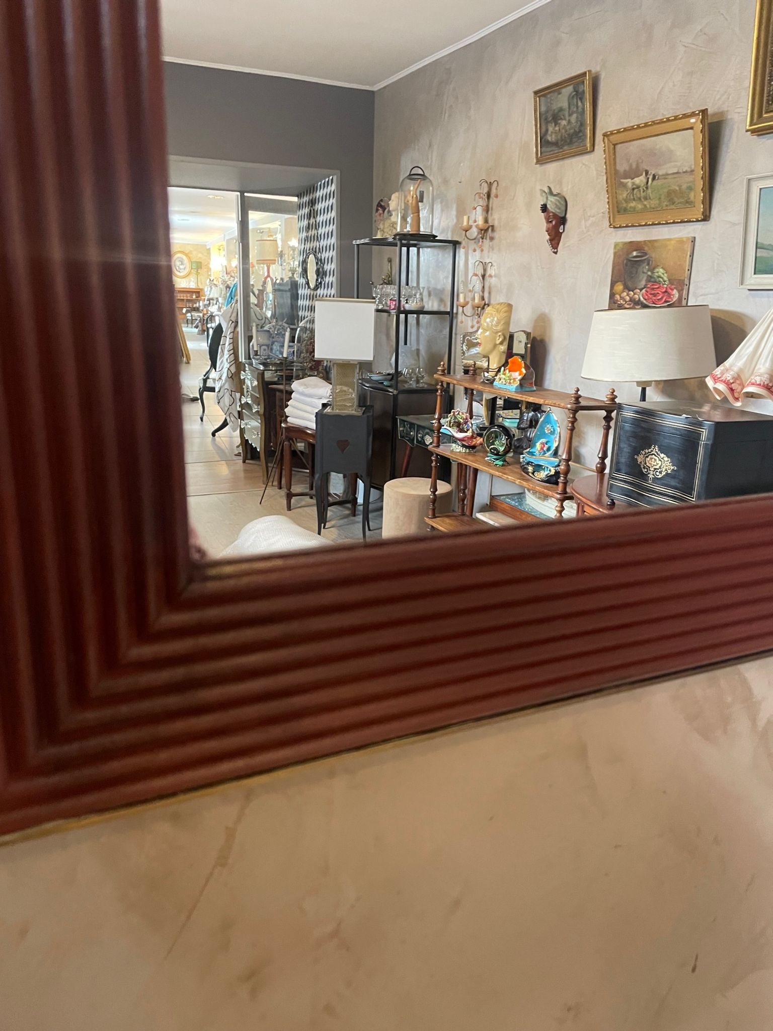 Mirror in wood and brass, 80 cm