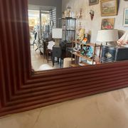 Mirror in wood and brass, 80 cm