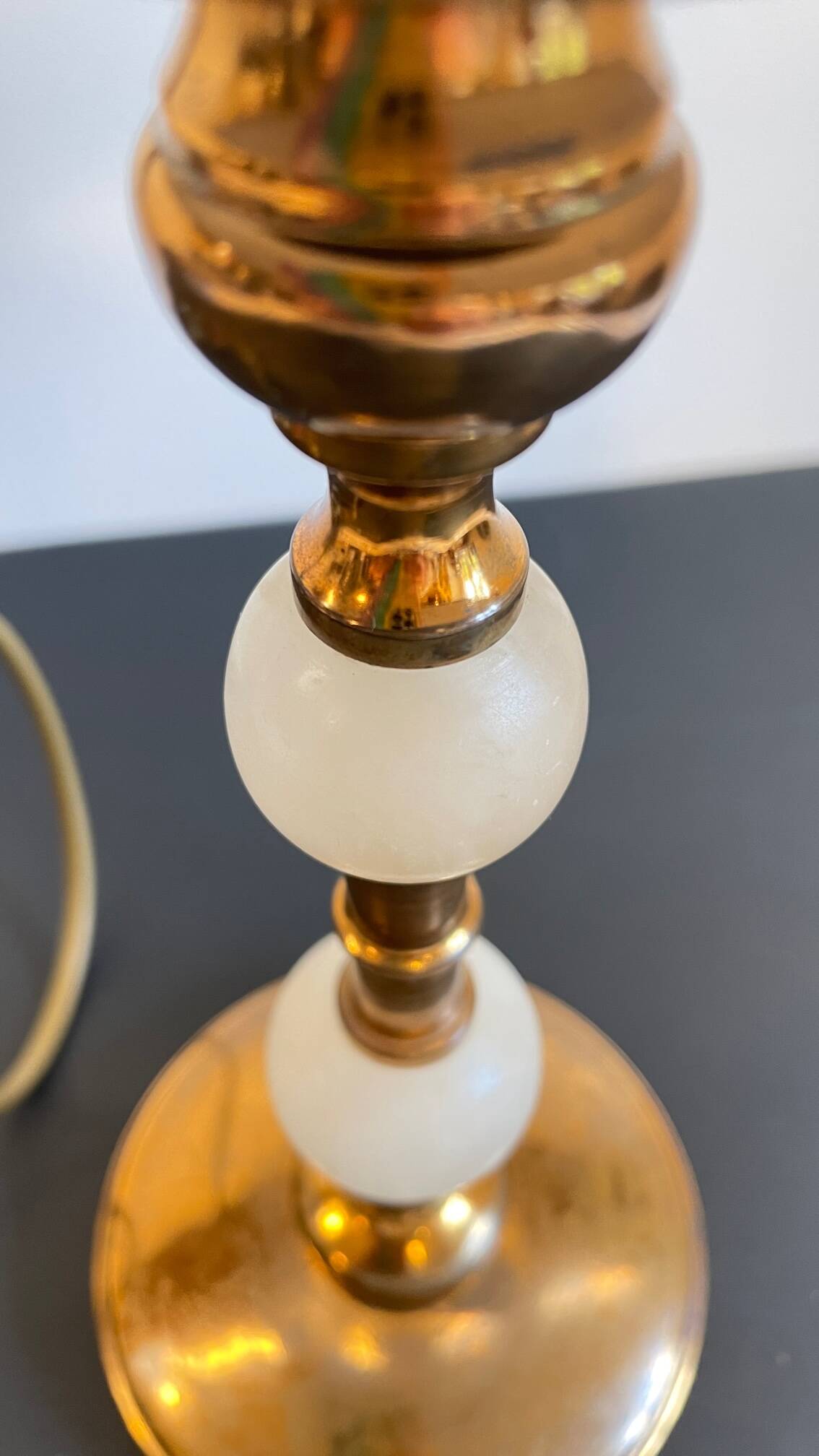 Vintage marble and velvet metal lamp
