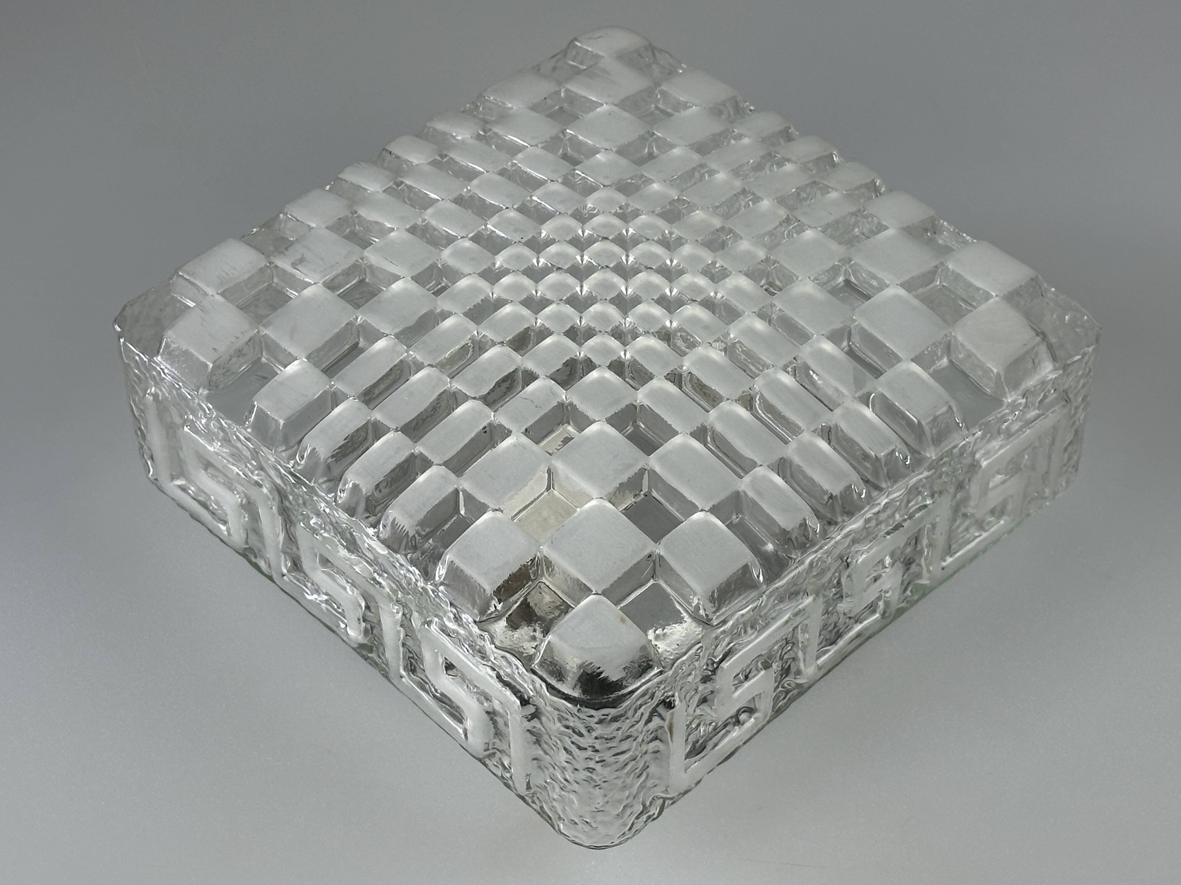 1960s 1970s Lamp Light Ceiling Flush Mount Glass German Design