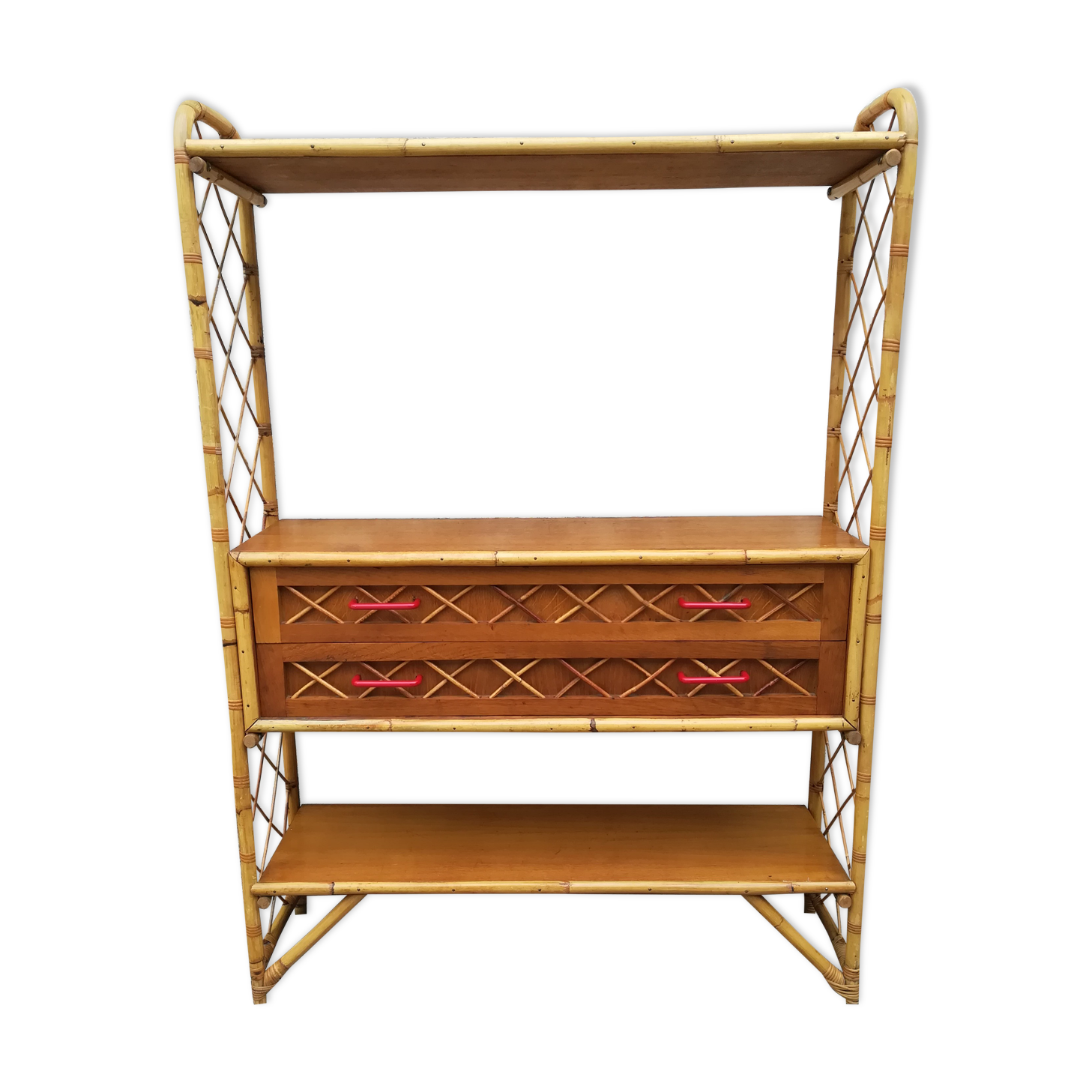 Louis Sognot's library in bamboo and rattan