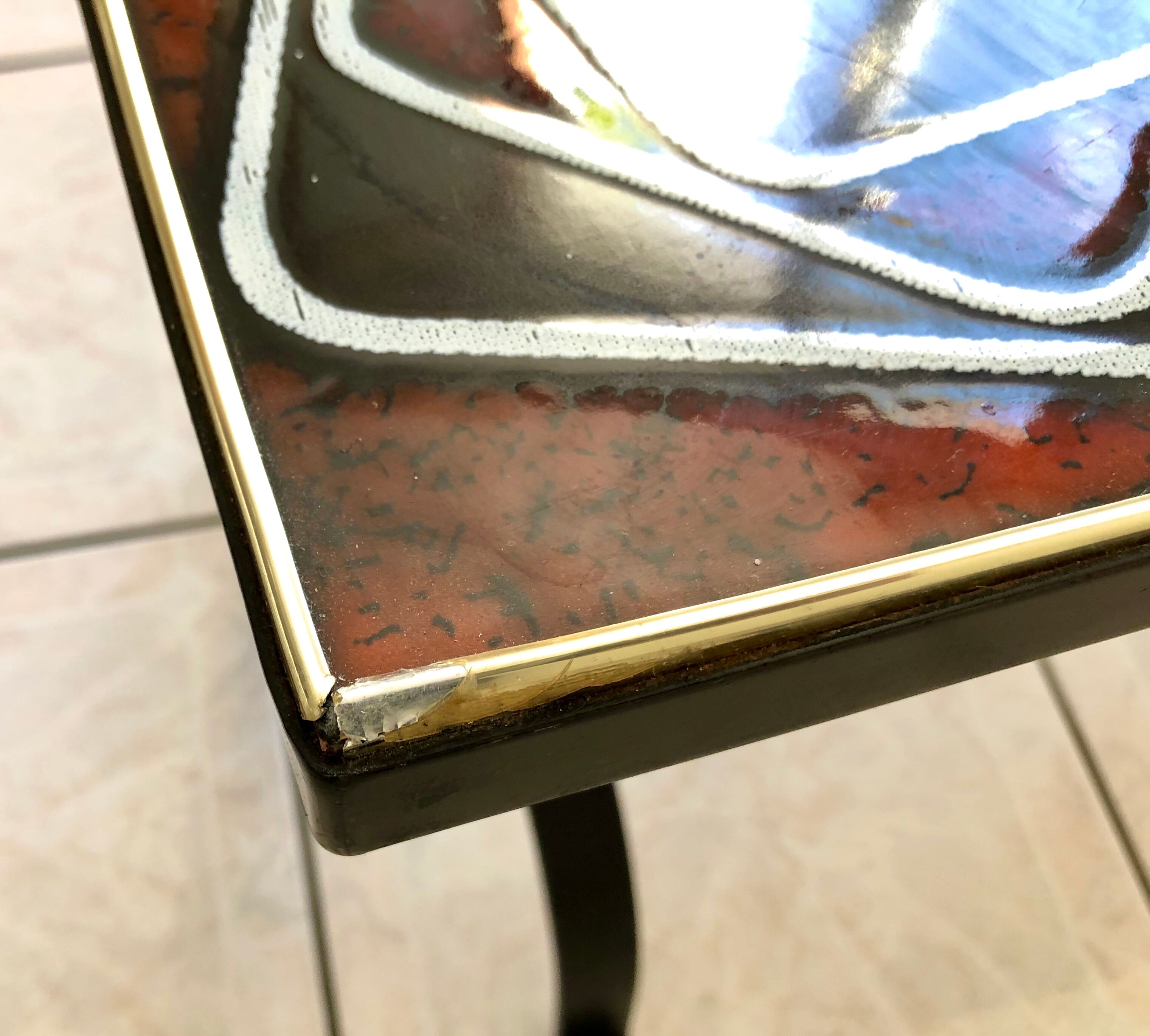 Wrought iron coffee table ceramic 60