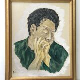 Oil on wood painting male portrait
