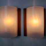 Pair of pine and methacrylate wall lights, Spain 1980