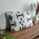 Coussin marocain kilim noir et blanc