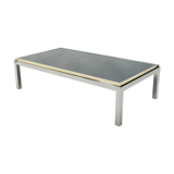 Table basse chrome et laiton 1970