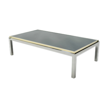Table basse chrome et laiton 1970