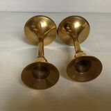 Pair of small brass tulip-shaped candlesticks