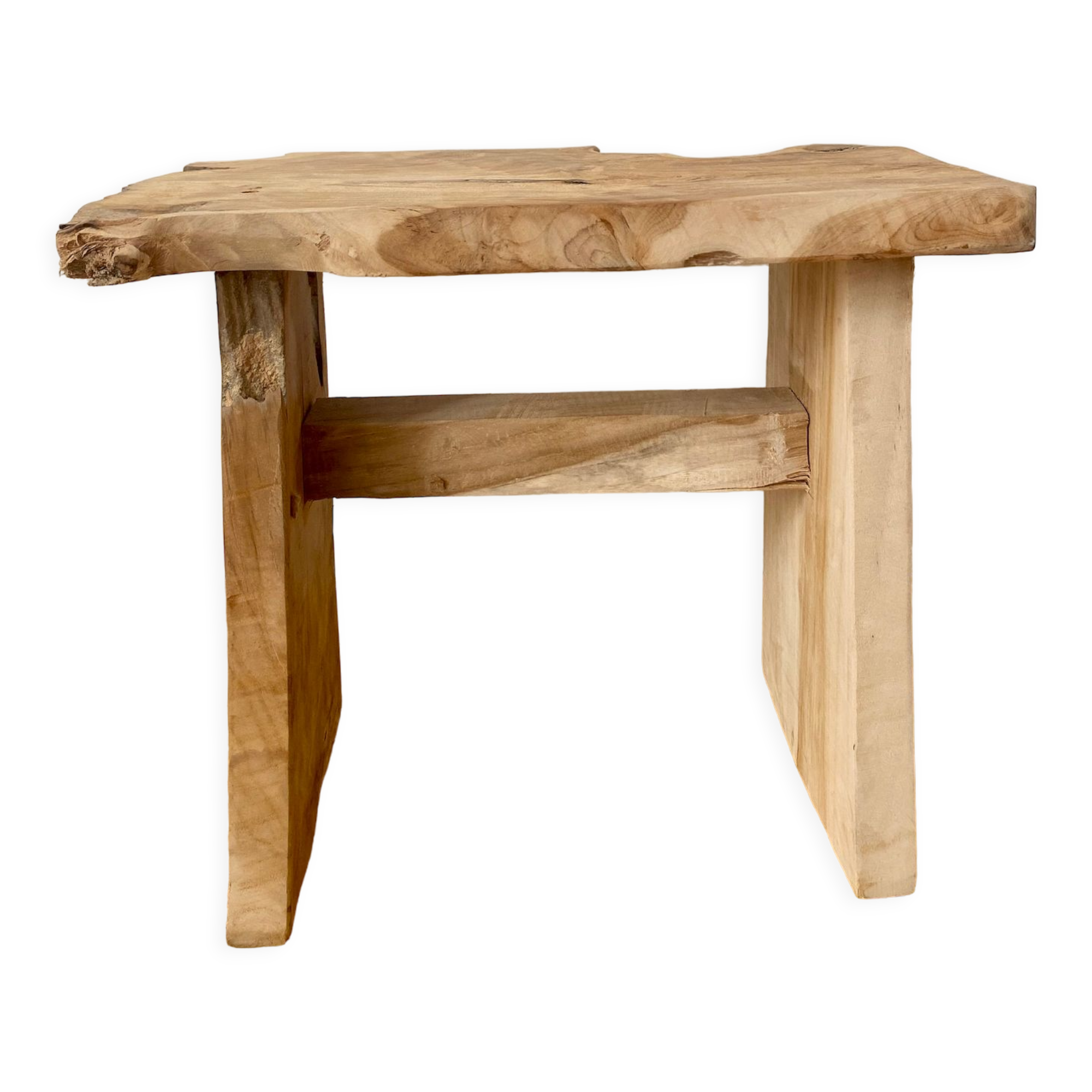 Low stool in raw wood