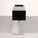 Stunning Willy Rizzo bar / sideboard in black & stainless steel, Italy 1969