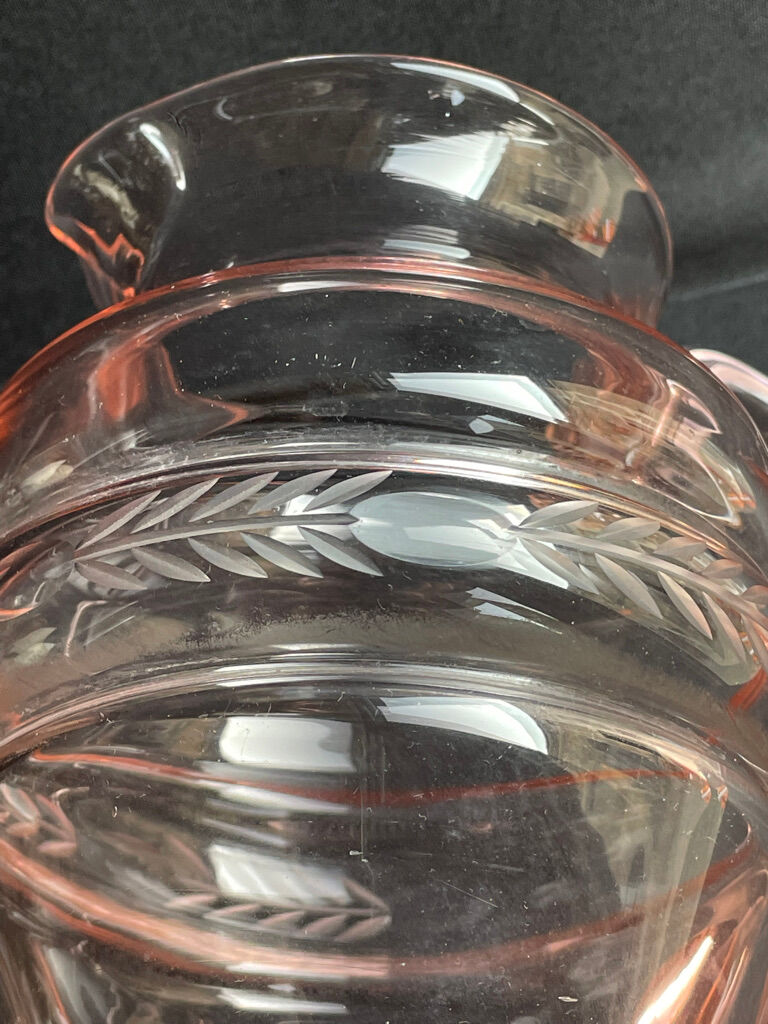 Service for 4 people - Art Deco - Glass or 1/2 pink crystal blown and cut