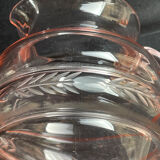 Service for 4 people - Art Deco - Glass or 1/2 pink crystal blown and cut