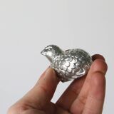 Metal salt and pepper shakers depicting two quails, 1970