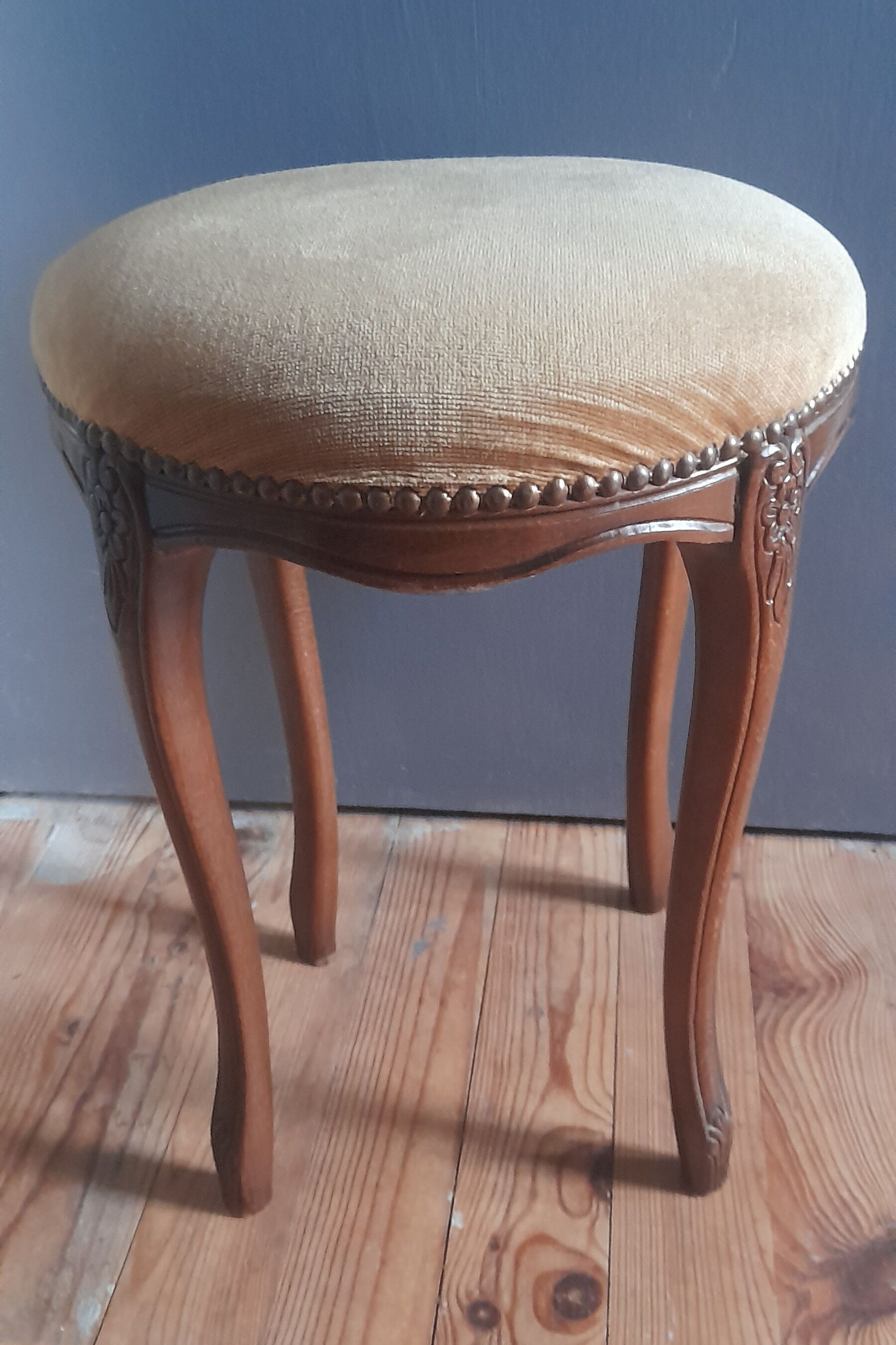 Piano stool / dressing table, Louis XV style, arched base seat velvet